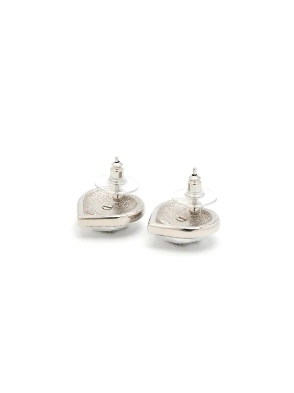 Chanel Earrings Silver CC Logo Rhinestone